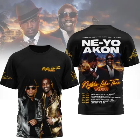 Discover NE-YO & Akon Nights Like This Tour 2026 3D T-shirt