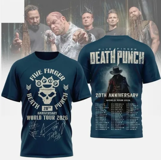 Discover 5Finger D. Punch 20Th Anniversary World Tour 2026 3D T-Shirt