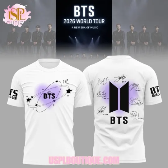BTS A New Era Of Music 2026 World Tour White T-shirt