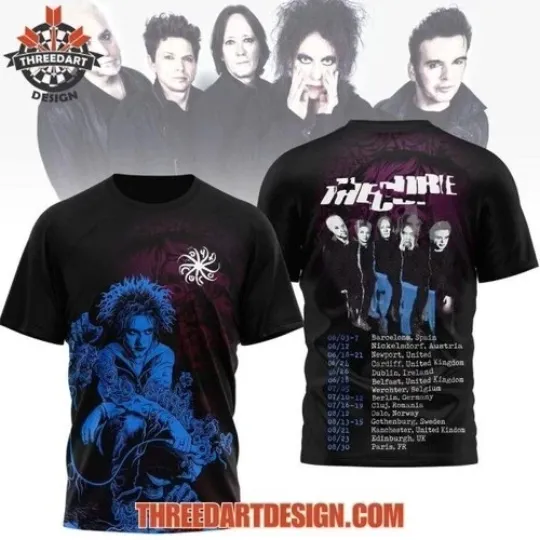 The Cure Band 2026 Tour Date AOP Unisex 3D T-Shirt