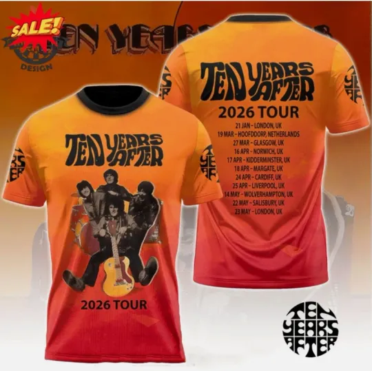Discover Ten Years After 2026 Tour 3D T-Shirt