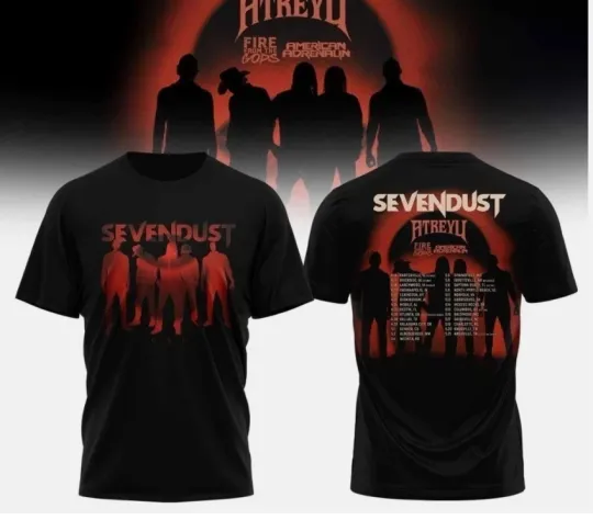 Discover New Hot Sevendust & Atreyu 2026 US Headline Tour Black 3D Shirt