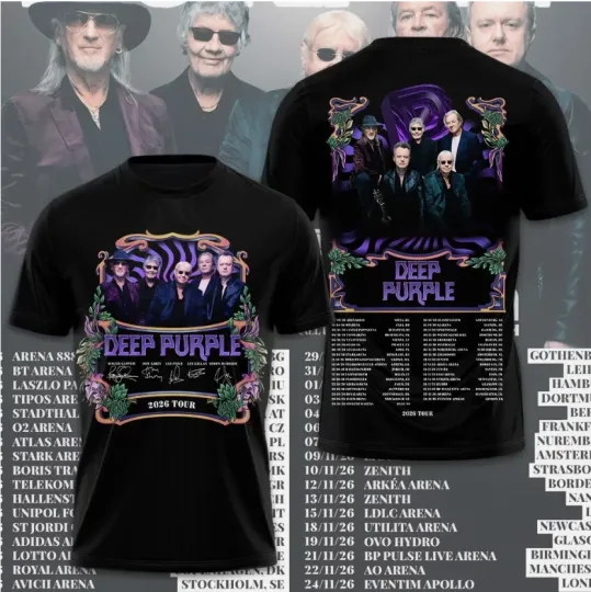 Discover Deep Purple Tour 2026 3D T Shirt Gift