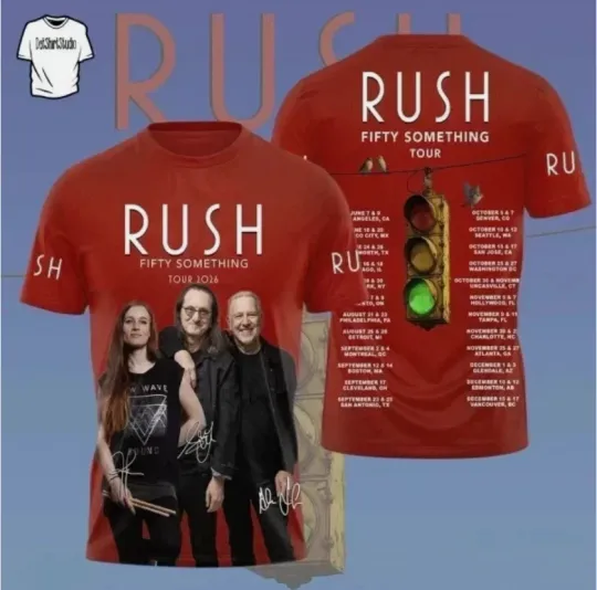Discover RUSH 2026 Fifty Something Tour 3D T-Shirt Rock Band Tee Men