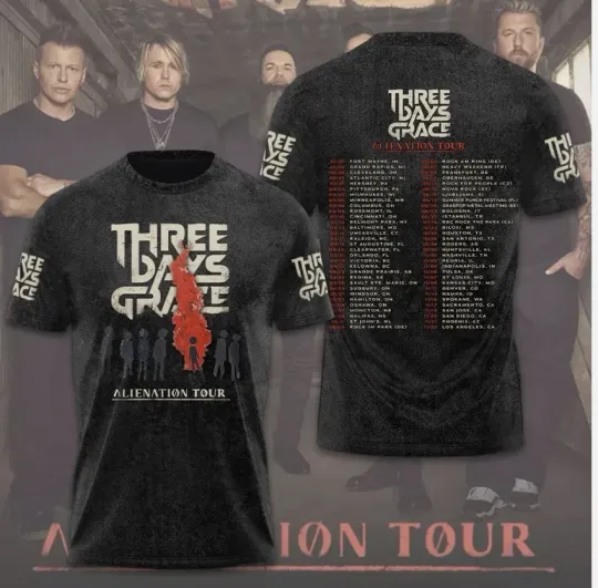 Discover Three Days Grace Alienation Tour 2026 3D T-Shirt