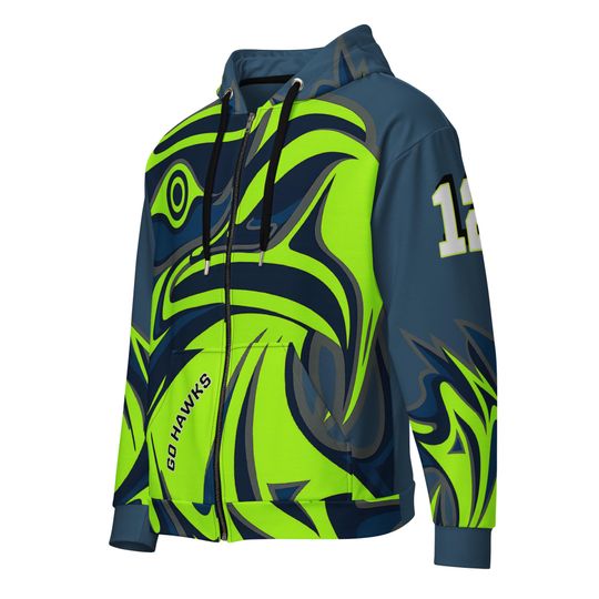 Discover Seattle Seahawks Inspired 3D Zip Hoodie Hockey Fan Jersey