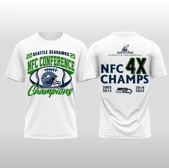 Discover Seattle Seahawks 2026 NFC Conference Champions 4X T-Shirt