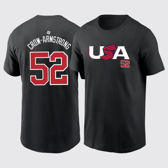 Discover Pete Crow-Armstrong #52 2026 World Baseball Classic USA Team Player Fans T-Shirt