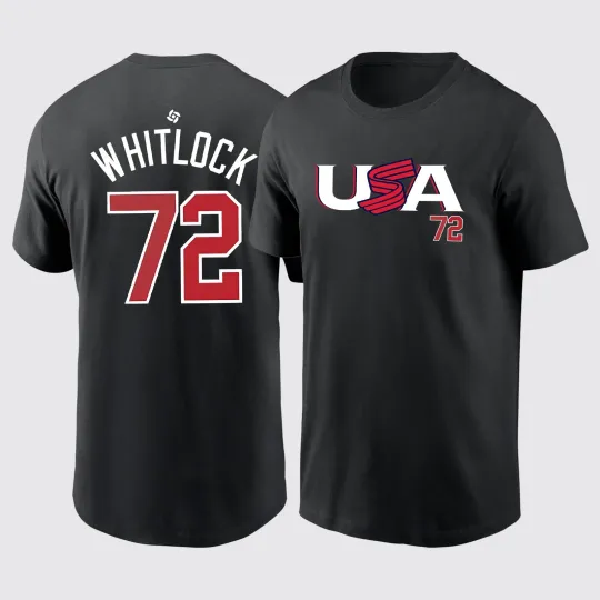 Discover Garrett Whitlock #72 2026 World Baseball Classic USA Team Player Fans T-Shirt