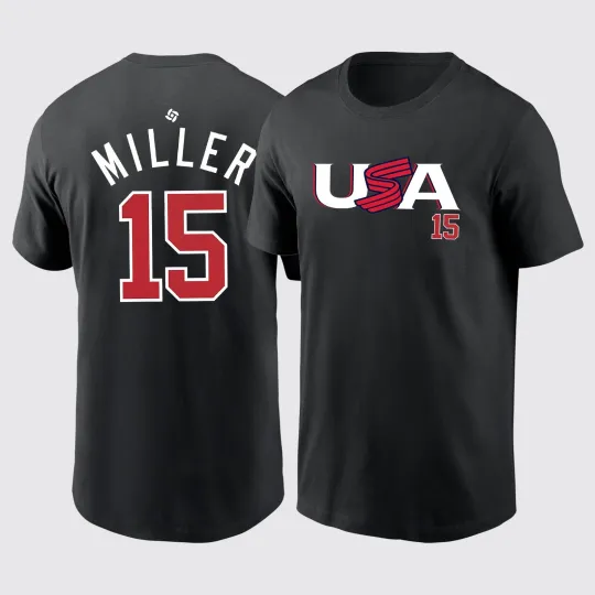 Discover Mason Miller #15 2026 World Baseball Classic USA Team Player Fans T-Shirt