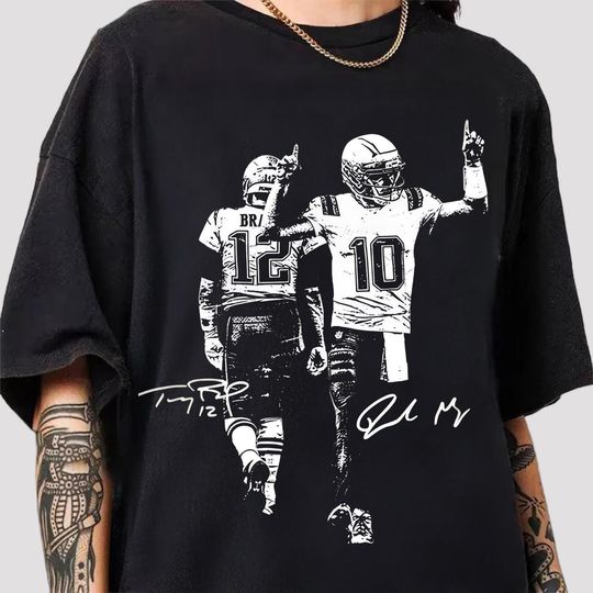 Discover Drake Maye & Tom With Signature Comfort Colors Shirt, Drake Maye Football Tee, New England Football Vintage T-Shirt, Game Day Shirts
