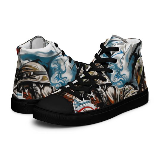 Discover WW2 Men's High Top Canvas Sneakers Normandy Tattoo Art