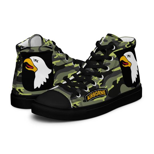 Discover Men's High Top Canvas Sneakers with Military Camo Pattern