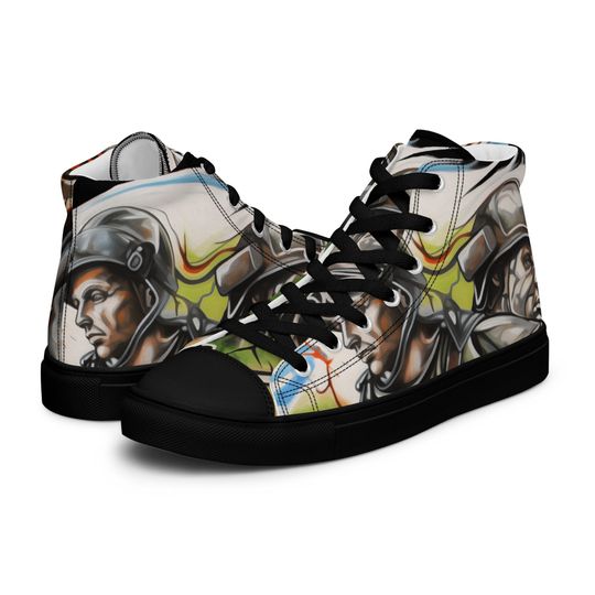 Discover WW2 Men's High Top Canvas Sneakers Iwo Jima Tattoo Art