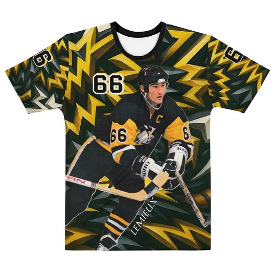 Mario Lemieux Inspired Art Men's Cotton Crew Neck T-Shirt Pittsburgh Penguins