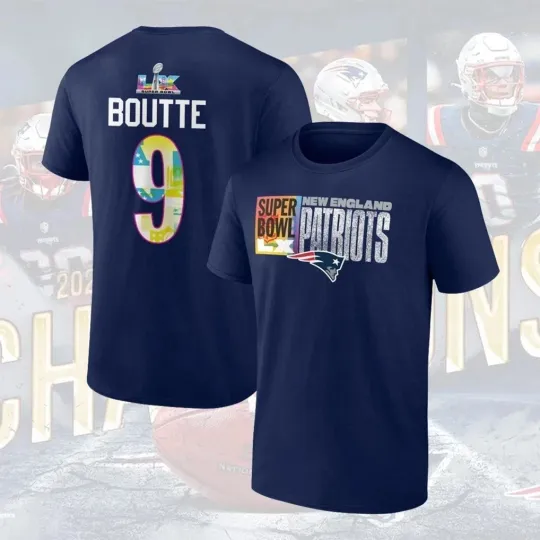 Discover Kayshon Boutte #9 New England Patriots Super Bowl LX Shirt