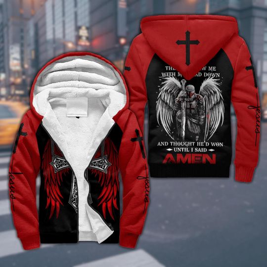 Discover Cross with Wings Jesus 3D Fleece Zip Hoodie All Over Print Christian Faith Hoodie for Believers