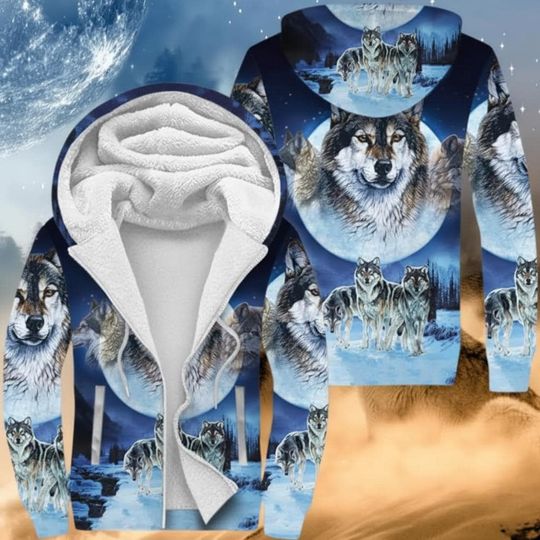 Discover Tribal Wolf 3D Fleece Zip Hoodie for Men and Women
