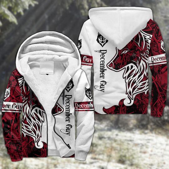 Discover December Guy Wolf 3D Fleece Zip Hoodie for Men