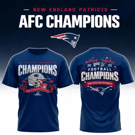 Discover New England Patriots 2025-26 AFC Championship Champions Helmet Shirt