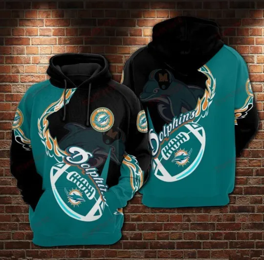 3D Printed Miami Dolphins football Hoodie – Ideal Gift for Fans