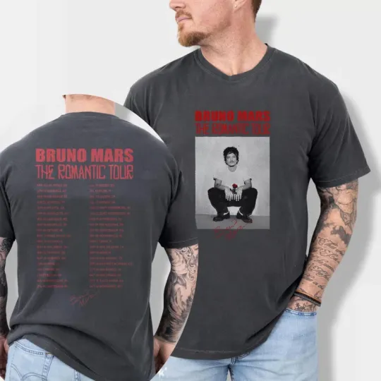 Discover Bruno Mars The Romantic Tour 2026 T Shirt, Concert Tour Tee, Pop R&B Music Shir