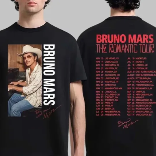 Bruno Mars The Romantic Tour 2026 T-shirt