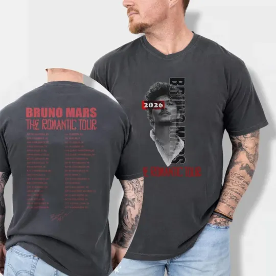 Discover Bruno Mars The Romantic Tour 2026 T-Shirt, Concert Shirt, Music Fan Tee, Unisex