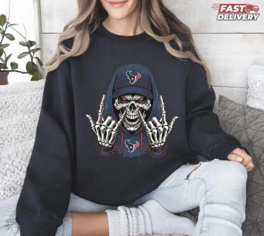 Discover Texans Skull Football Sweatshirt - Multicolors, Full Size