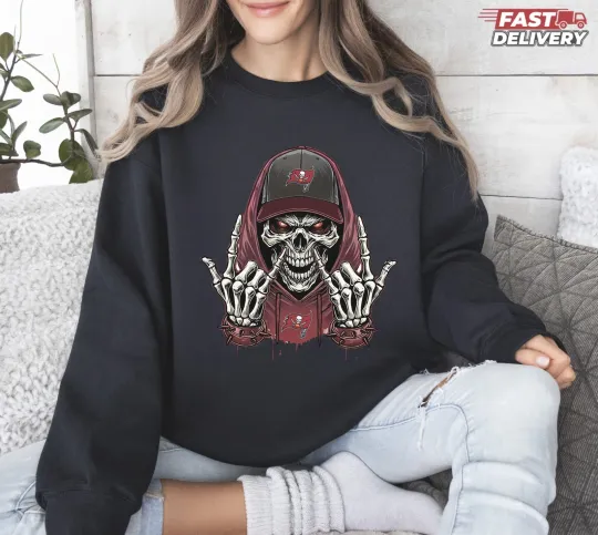 Discover Buccaneers Skull Football Sweatshirt - Multicolors, Full Size