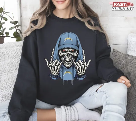 Discover Chargers Skull Football Sweatshirt - Multicolors, Full Size