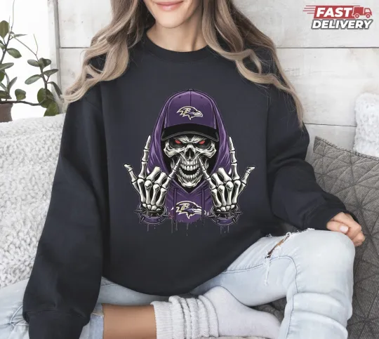 Discover Ravens Skull Football Sweatshirt, Gift for Fan