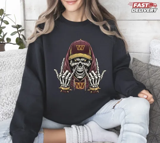 Discover Commanders Skull Football Sweatshirt, Gift for Fan