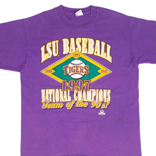 Discover Vintage LSU Louisiana State Tigers 1997 NCAA Baseball Champions T-Shirt