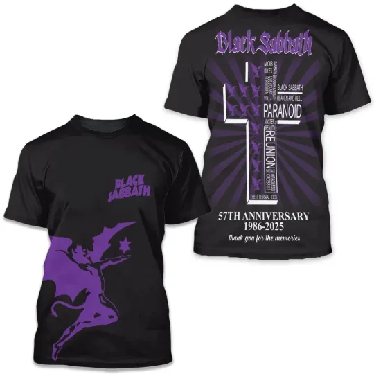 Discover Blac.k Sab.bath 57th Anniversary 1986-2025 Thank You 3D T-Shirt