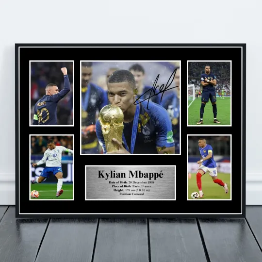Discover Kylian Mbappe France  Autographed Collage Photos Poster. Great Memorabilia