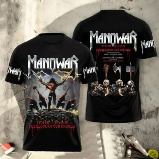 Discover Mano.war Tour 2025 The Blood Of Our Enemies 3D T-Shirt