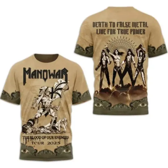 Discover Manowar The Blood Of Our Enemies Tour 2025 3D T-Shirt