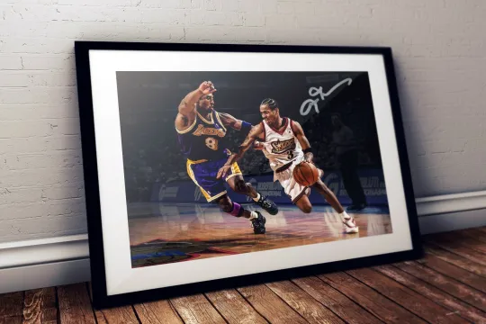 Kobe Bryant vs Allen Iverson Philadelphia 76erss N.B.A Autographed Poster Print
