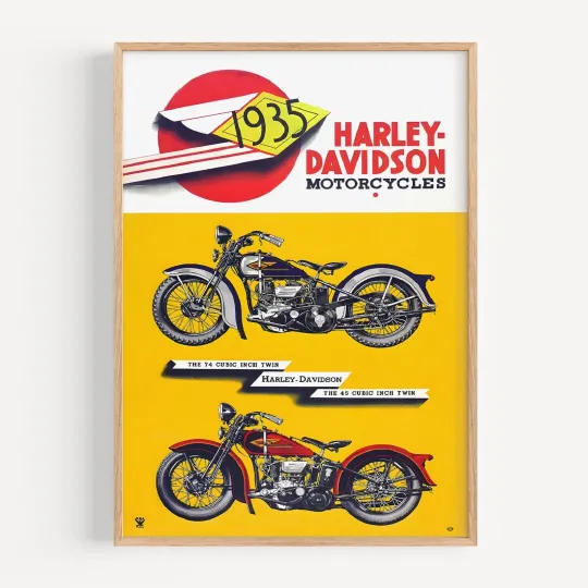 Discover Haarleyy Davidso'n 1935 Vintage Motorcycle Art Poster Print