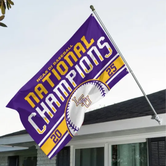 Discover LSU Tigers Baseball 3D House Flag National Champion
