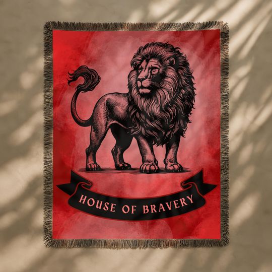 Discover Wizarding House Large Tapestry, RLion Bravery Book Blanket, Fantasy Woven Wall Hanging, Magic World Textile Wall Art, Book Lover Gift