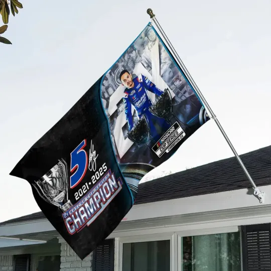 Kyle Larson NASCAR Cup Series Champion 3D Double-Sided House Flag