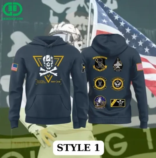 NEW Navy Midshipmen Jolly Roger Fear Bones Hoodie 3D