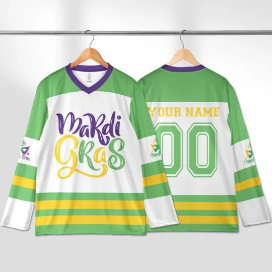 Discover Personalized Fat Tuesday Carnival Fleur De Lis Mardi Gras 2026 Hockey Jersey