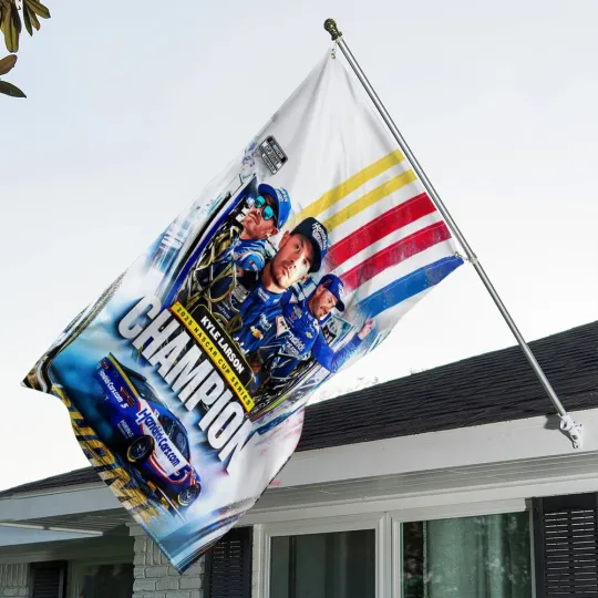 Kyle Larson NASCAR Cup Series Champions 3D Double-Side House Flag