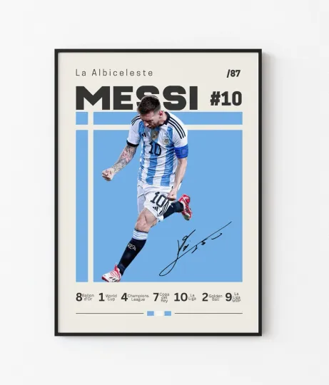 Discover Lionel Messi Argentina World Cup 2024 Autographed Art Poster Prints. Great Gift!