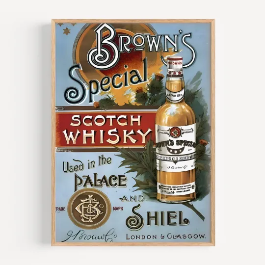 Discover Browns Special Scotch Whisky - 1890 Food & Beverage Vintage Wall Art Poster