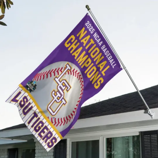 Discover LSU Tigers Baseball 3D House Flag 2025