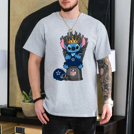 Discover Cowboys Stitch King Football Shirt, Funny Stitch football T-Shirt